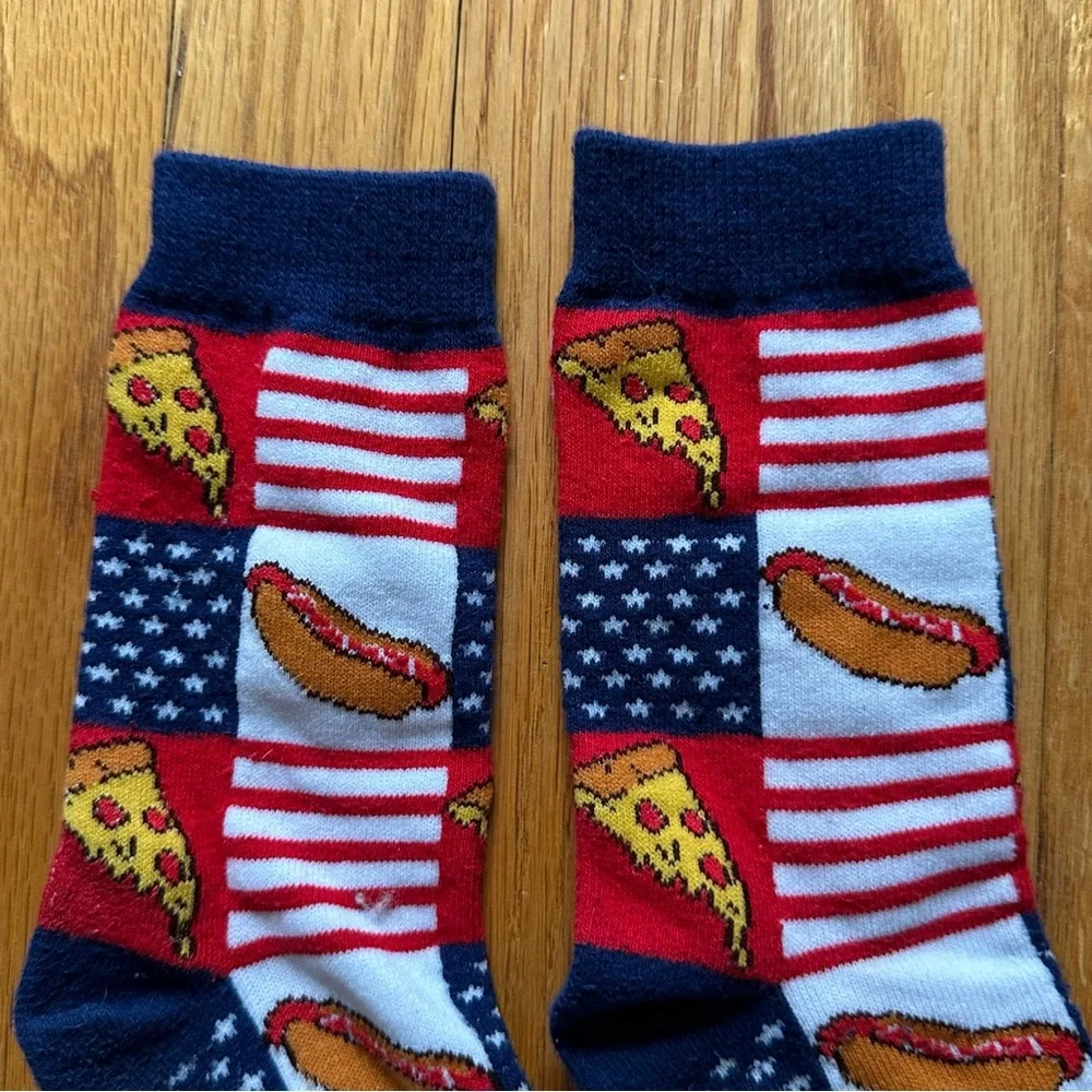 Unbranded Kids Novelty Crew Socks Pizza Hot Dog Americana 1-4 Cotton Blend